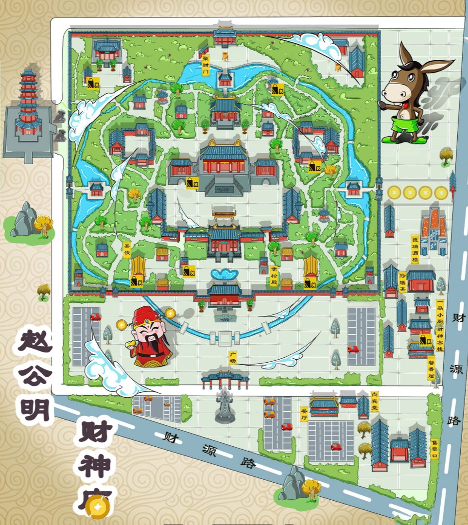 川汇寺庙类手绘地图